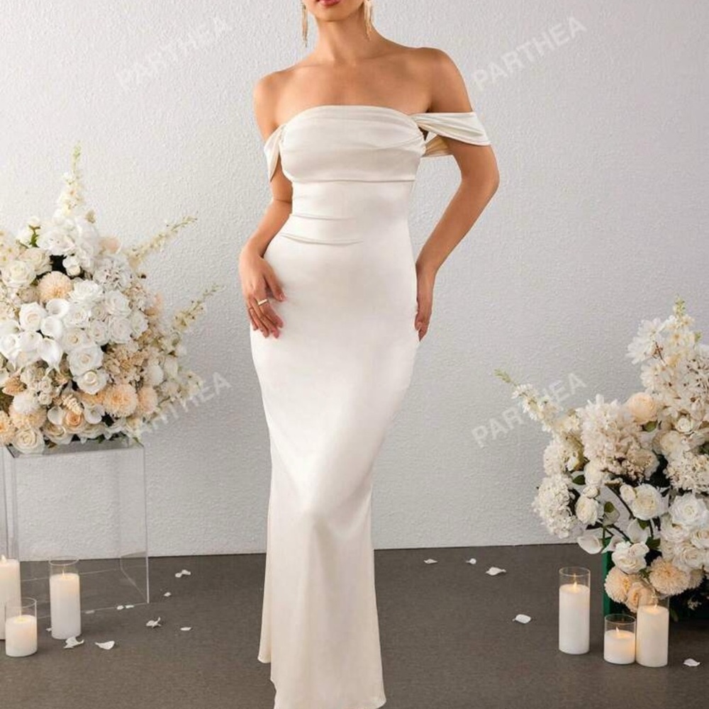 **DONATED** 
Elegant Off-Shoulder Cream Dress - Picture 3 of 4